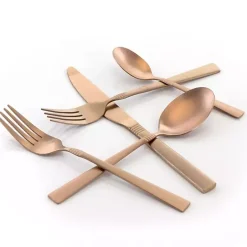 Discount Kirklands Home Matte Rose Gold Rounded 20-pc. Flatware Set