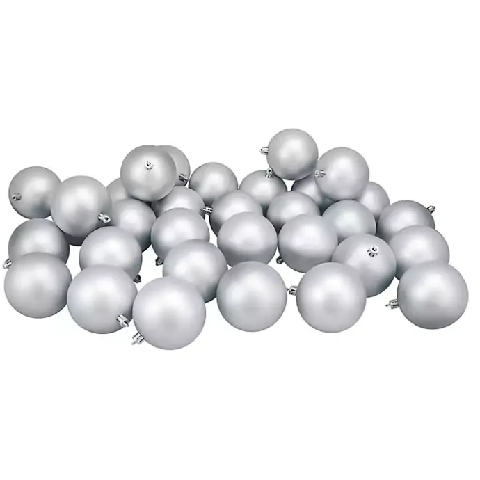 Kirklands Home Matte Shatterproof Ornaments, Set of 32 Silver