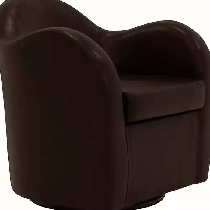 Sale Kirklands Home Max Faux Leather Swivel Club Accent Chair Brown