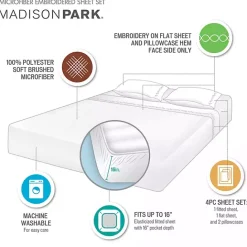 Discount Kirklands Home Medallion Hem Microfiber 4-pc. Full Sheet Set