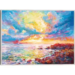 Sale Kirklands Home Mediterranean Sunset Framed Canvas Art Print