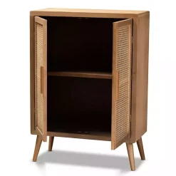 New Kirklands Home Medium Oak Rattan 2-Door Cabinet