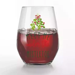 Online Kirklands Home Meet Me Under the Mistletoe Wine Glasses, Set of 2