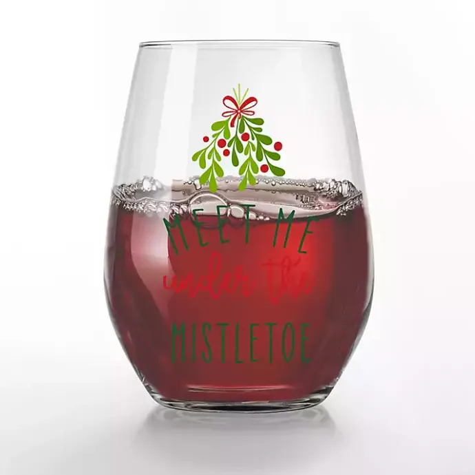 Online Kirklands Home Meet Me Under the Mistletoe Wine Glasses, Set of 2
