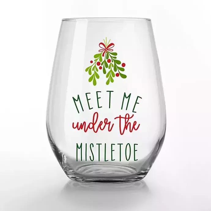Online Kirklands Home Meet Me Under the Mistletoe Wine Glasses, Set of 2