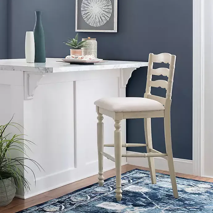 New Kirklands Home Melvin Distressed wash Bar Stool White