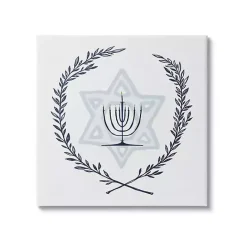 Kirklands Home Menorah Wreath Canvas Art Print
