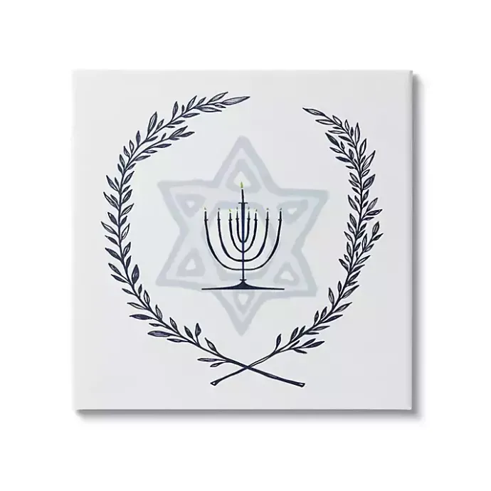 Kirklands Home Menorah Wreath Canvas Art Print
