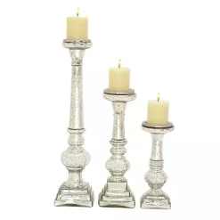 Sale Kirklands Home Mercury Glass Candle Holders, Set of 3 Silver