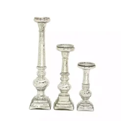 Sale Kirklands Home Mercury Glass Candle Holders, Set of 3 Silver