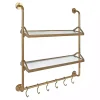 Best Kirklands Home Merit Gold Metal Wall Shelf with Hooks