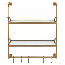 Best Kirklands Home Merit Gold Metal Wall Shelf with Hooks