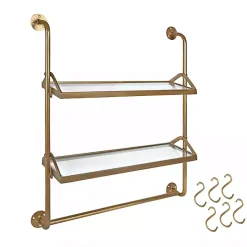 Best Kirklands Home Merit Gold Metal Wall Shelf with Hooks