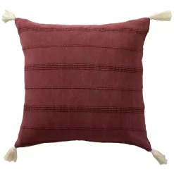 Discount Kirklands Home Merlot Striped Organic Cotton Throw Pillow Red