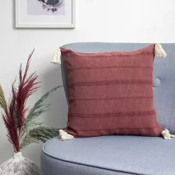 Discount Kirklands Home Merlot Striped Organic Cotton Throw Pillow Red