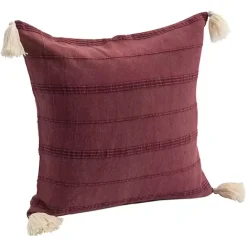 Discount Kirklands Home Merlot Striped Organic Cotton Throw Pillow Red