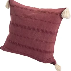 Discount Kirklands Home Merlot Striped Organic Cotton Throw Pillow Red