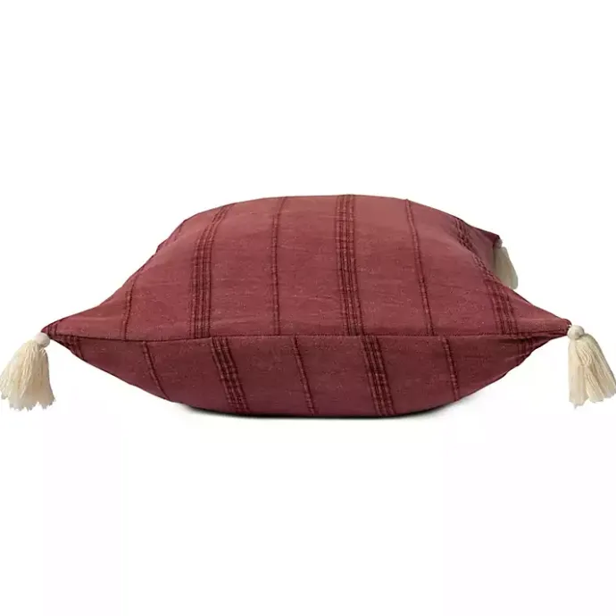 Discount Kirklands Home Merlot Striped Organic Cotton Throw Pillow Red