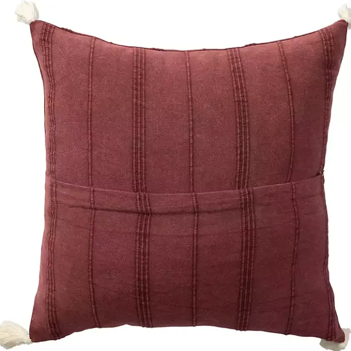 Discount Kirklands Home Merlot Striped Organic Cotton Throw Pillow Red