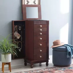 Kirklands Home Merlot Wood 7-Drawer Joslyn Jewelry Armoire Brown
