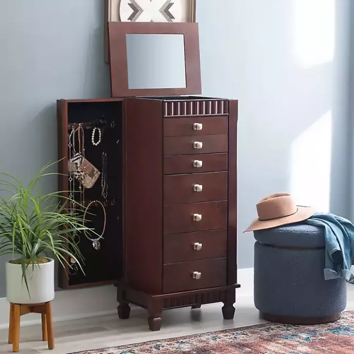 Kirklands Home Merlot Wood 7-Drawer Joslyn Jewelry Armoire Brown