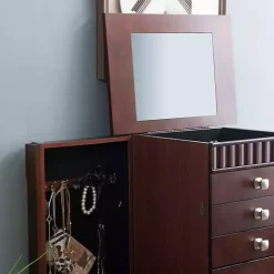 Kirklands Home Merlot Wood 7-Drawer Joslyn Jewelry Armoire Brown