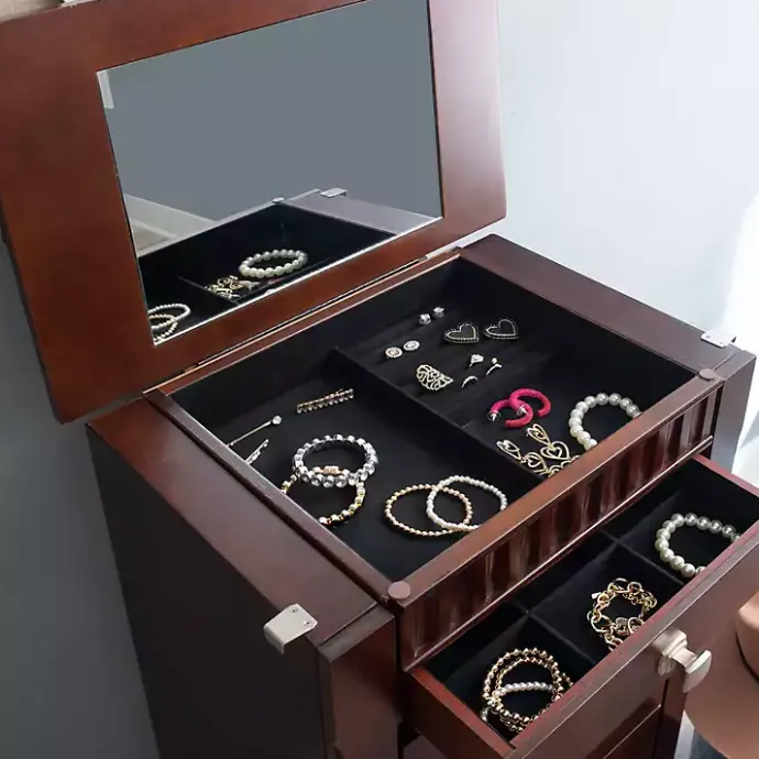 Kirklands Home Merlot Wood 7-Drawer Joslyn Jewelry Armoire Brown