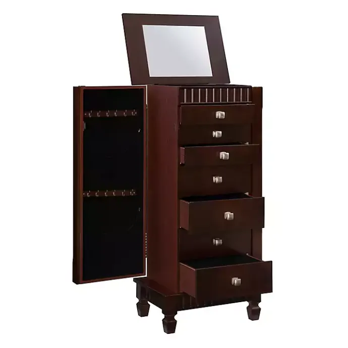 Kirklands Home Merlot Wood 7-Drawer Joslyn Jewelry Armoire Brown