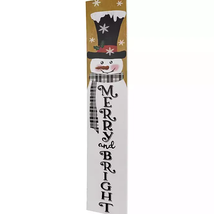 Sale Kirklands Home Merry & Bright Snowman Porch Board White