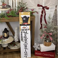 Sale Kirklands Home Merry & Bright Snowman Porch Board White