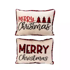 Clearance Kirklands Home Merry Christmas Buffalo Check Pillows, Set of 2