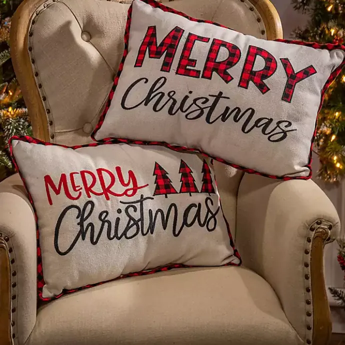 Clearance Kirklands Home Merry Christmas Buffalo Check Pillows, Set of 2