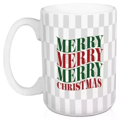 Outlet Kirklands Home Merry Christmas Checkered Mugs, Set of 2