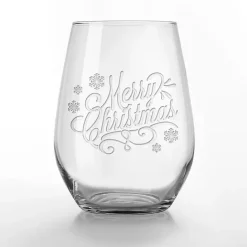 Online Kirklands Home Merry Christmas Etched Wine Glasses, Set of 2 Clear