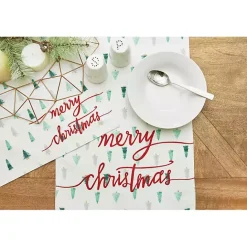 Discount Kirklands Home Merry Christmas Mini Trees Placemats, Set of 6