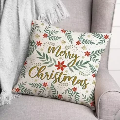 Kirklands Home Merry Christmas Poinsettia Pillow