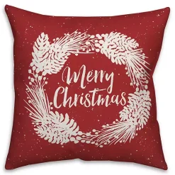 Outlet Kirklands Home Merry Christmas Wreath Outdoor Pillow