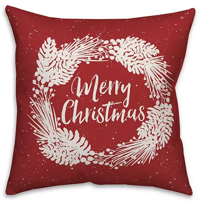 Outlet Kirklands Home Merry Christmas Wreath Outdoor Pillow