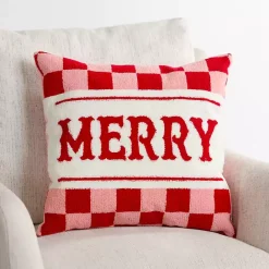 Outlet Kirklands Home Merry Pink Checkered Pillow