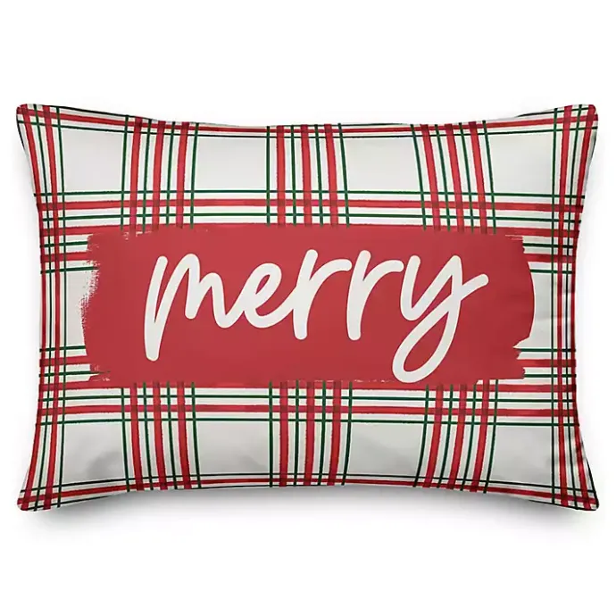 Kirklands Home Merry Plaid Lumbar Pillow