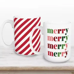 Best Kirklands Home Merry Stripes Mugs, Set of 2 Multi