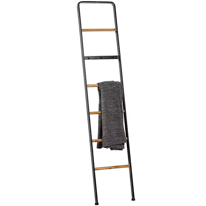 Hot Kirklands Home Metal and Fir Wood Leaning Ladder with Hooks