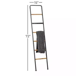 Hot Kirklands Home Metal and Fir Wood Leaning Ladder with Hooks