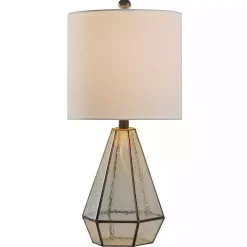 Best Kirklands Home Metal and Seeded Glass Cage Table Lamp White