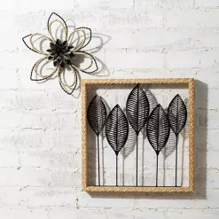 Sale Kirklands Home Metal and Twine Flower Wall Plaques, Set of 2