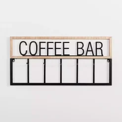 Outlet Kirklands Home Metal and Wood Coffee Bar Wall Hooks