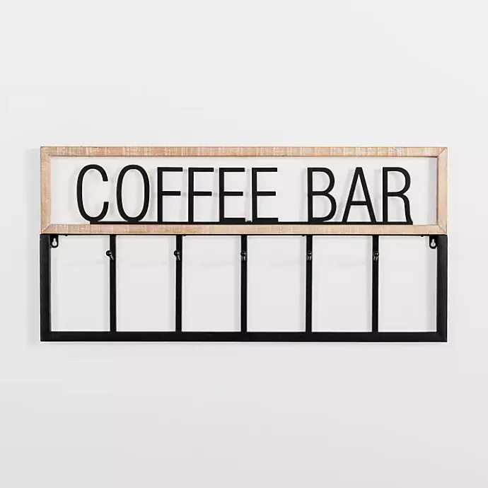 Outlet Kirklands Home Metal and Wood Coffee Bar Wall Hooks
