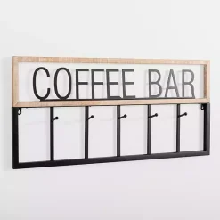 Outlet Kirklands Home Metal and Wood Coffee Bar Wall Hooks