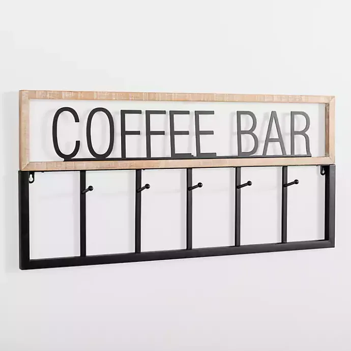 Outlet Kirklands Home Metal and Wood Coffee Bar Wall Hooks