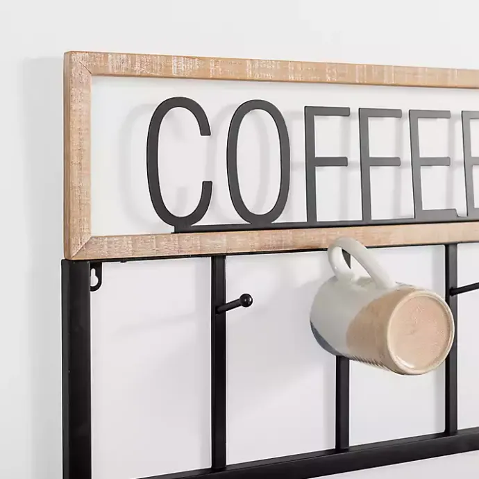 Outlet Kirklands Home Metal and Wood Coffee Bar Wall Hooks
